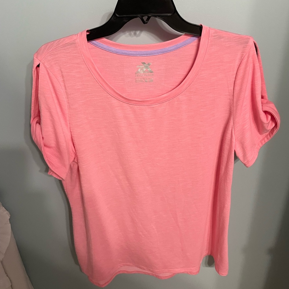 Slit opening sleeves coral pink top